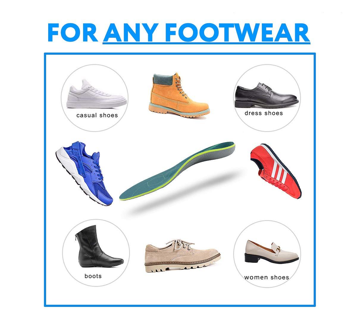 STSVZORR Full-Length Orthopedic Insoles for Plantar Fasciitis Arch Support for Flat Feet Heel Spurs and Foot Pain Running Shock Absorption Inserts ArmyGreen