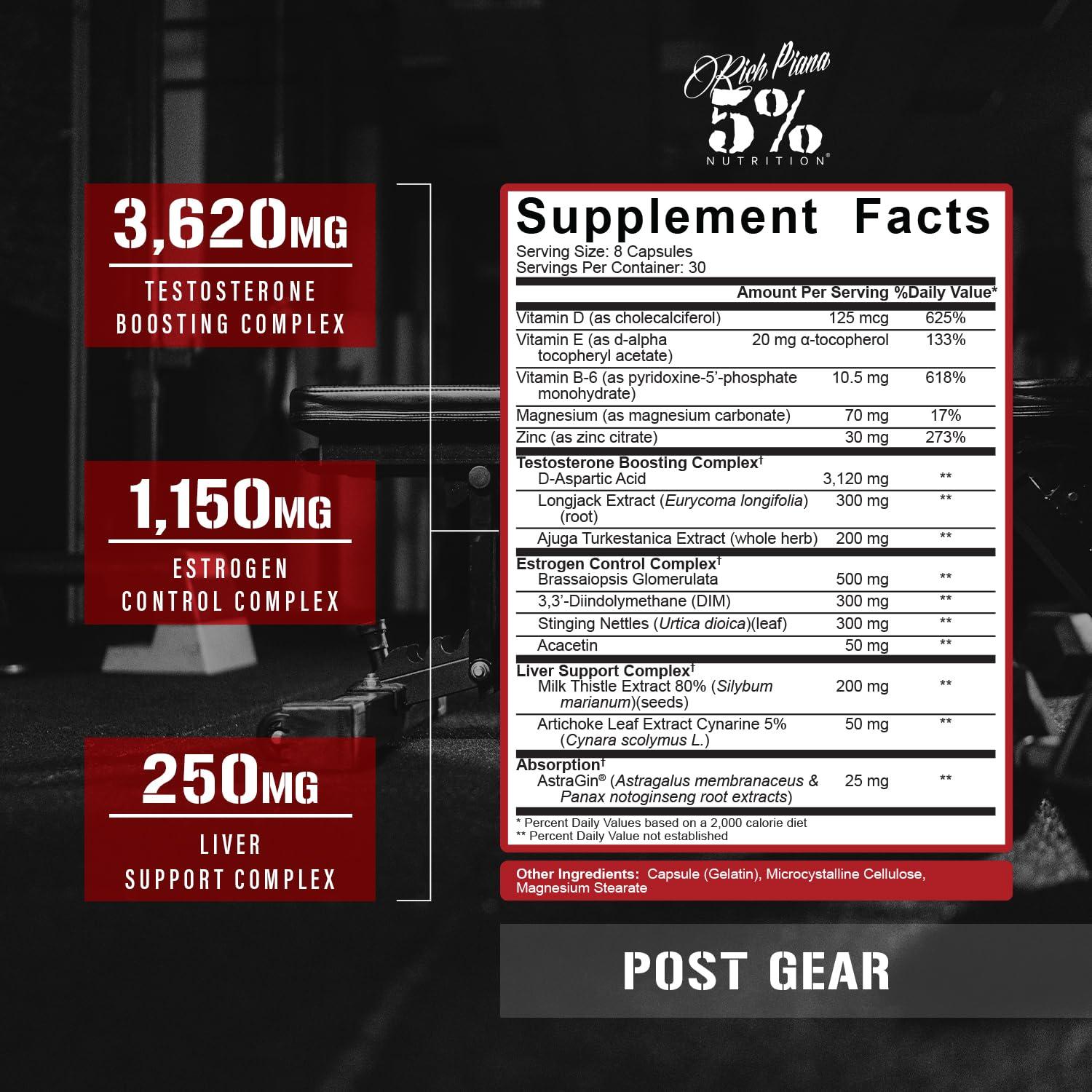 5% Nutrition 5% Nutrition Rich Piana Liver & Organ Defender with NAC + Post Gear PCT + Bigger by The Day (Bundle)