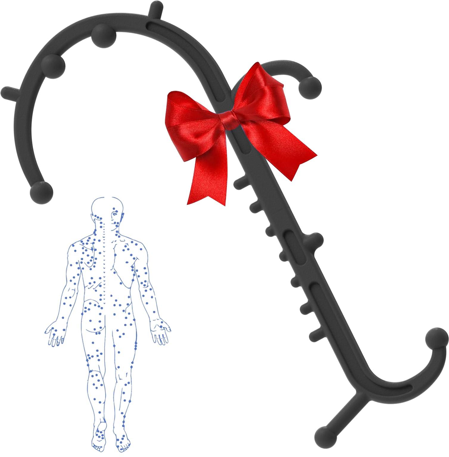 Cubetoou Cubetoou Back and Neck Massager for Pain Relief Deep Tissue, Upgraded Full Body Trigger Point Cane Massage Tools, Massage Stick Pressure Point Hook, Muscle Knot Remover Tool (Black)