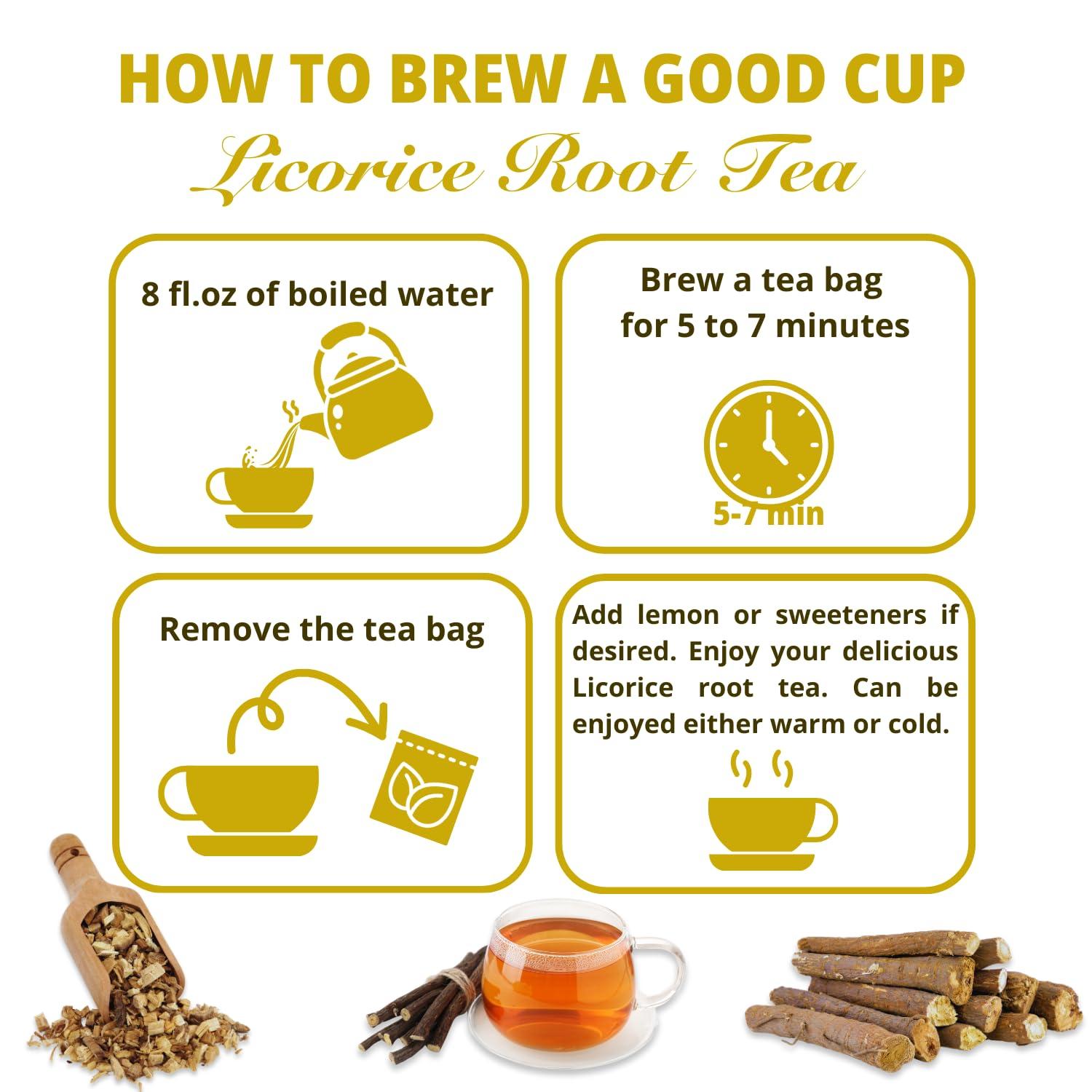 VIDA FARM VIDA FARM 125 Licorice Root Tea Bags, 100% Natural Licorice Tea Bags, Natural Sweet Dried Licorice Herbal Tea Bags, Licorice Root Tea, No Sugar, No Caffeine, Vegan