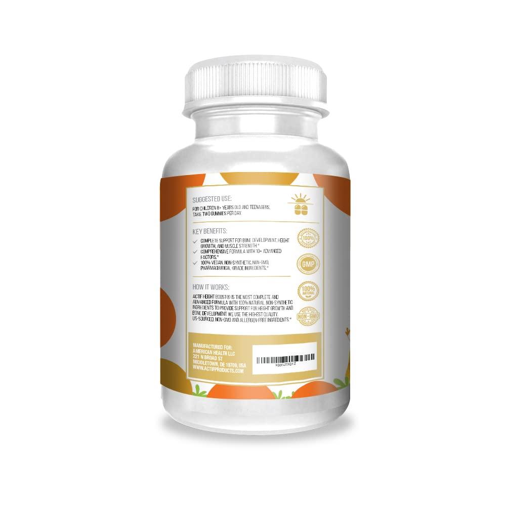 ACTIF Actif Height Boost Mega Support for Height Growth with 10+ Factors, Height Supplement for Kids and Teens, 60 Gummies, Strawberry Flavor, Get Tall Fast Formula