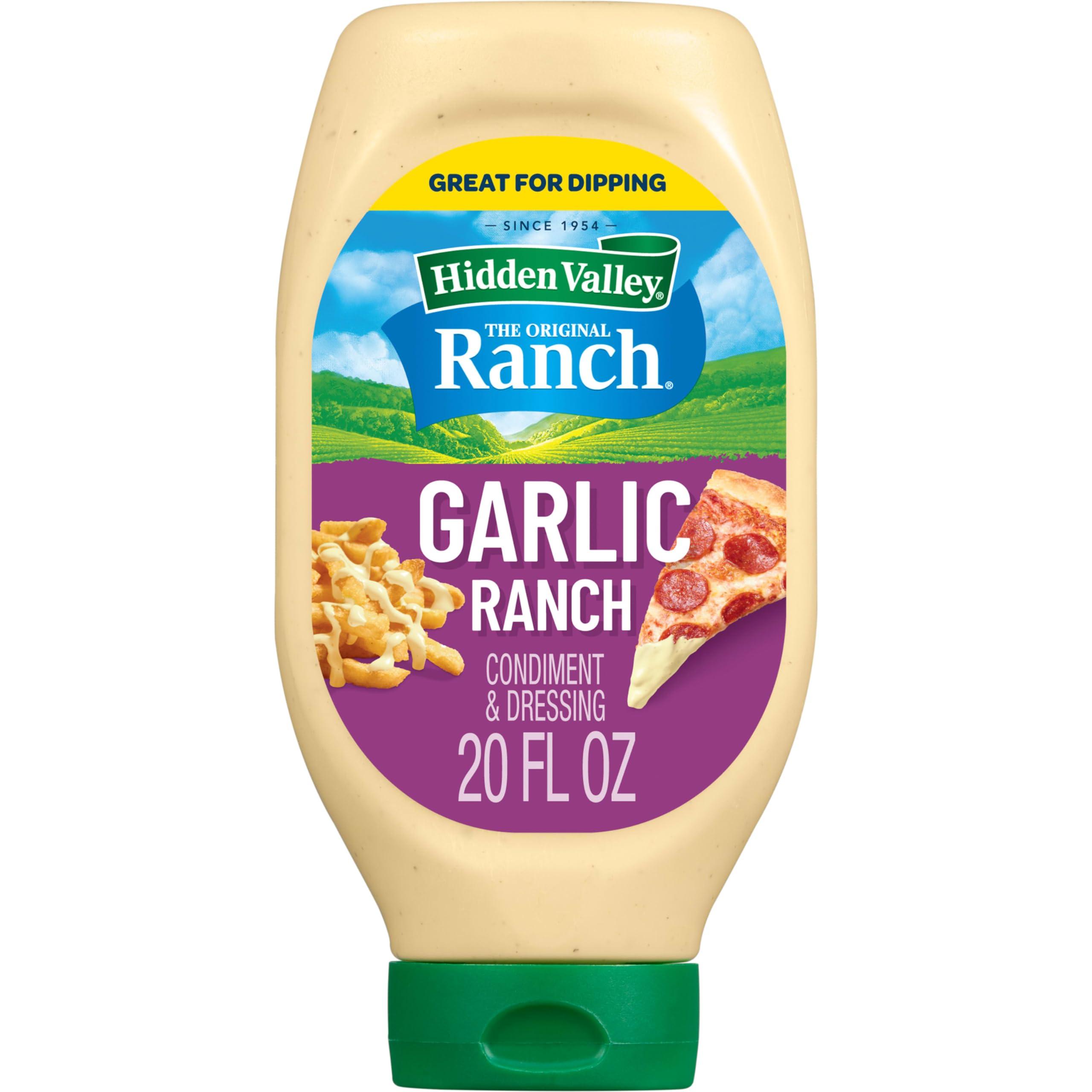 Hidden Valley Hidden Valley Garlic Ranch Condiment and Dressing, 20 Fluid Ounce Bottle (Package May Vary)