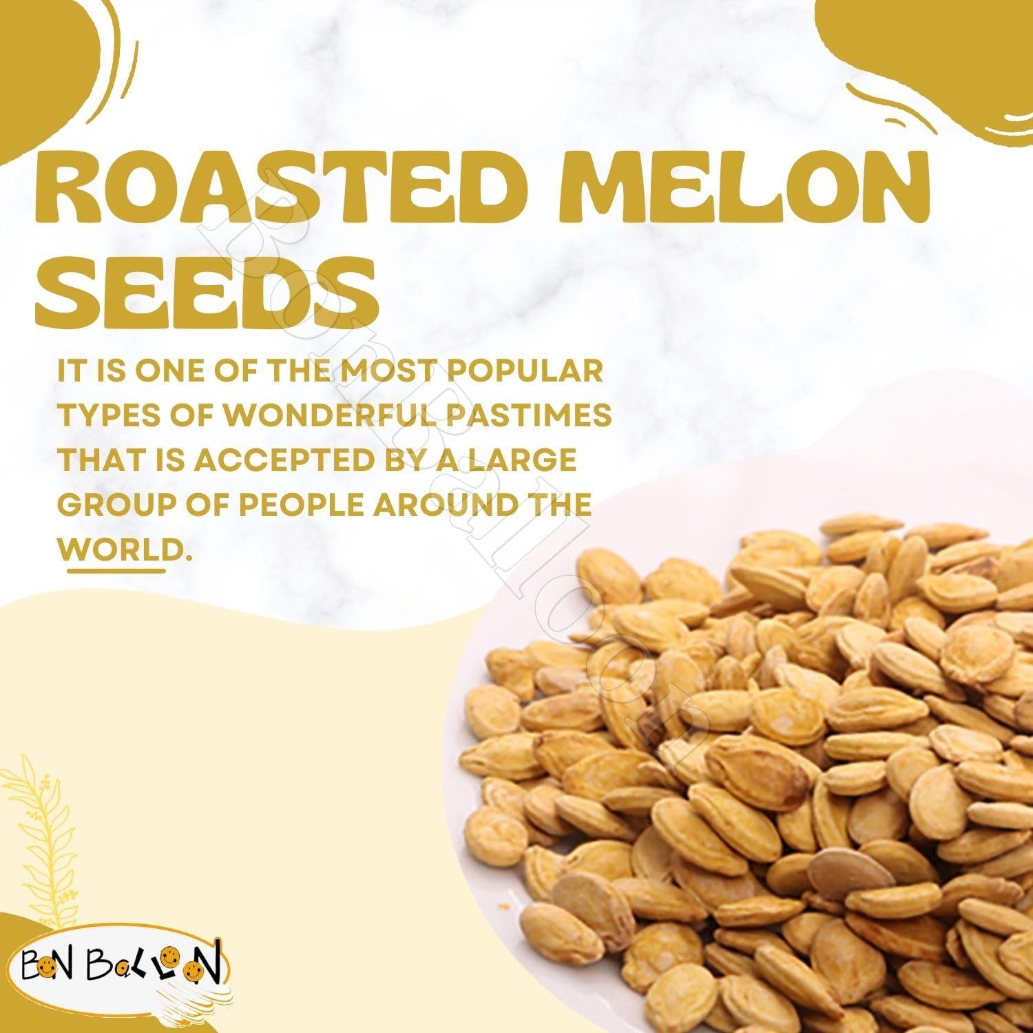 bonballoon bonballoon Melon Whole Seeds Super Premium Natural Roasted & Salted Egyptian Original Best Food Gourmet Fancy Snack Snacks No Gmo Vegan Kosher Halal (17.64 oz / 500 gm)