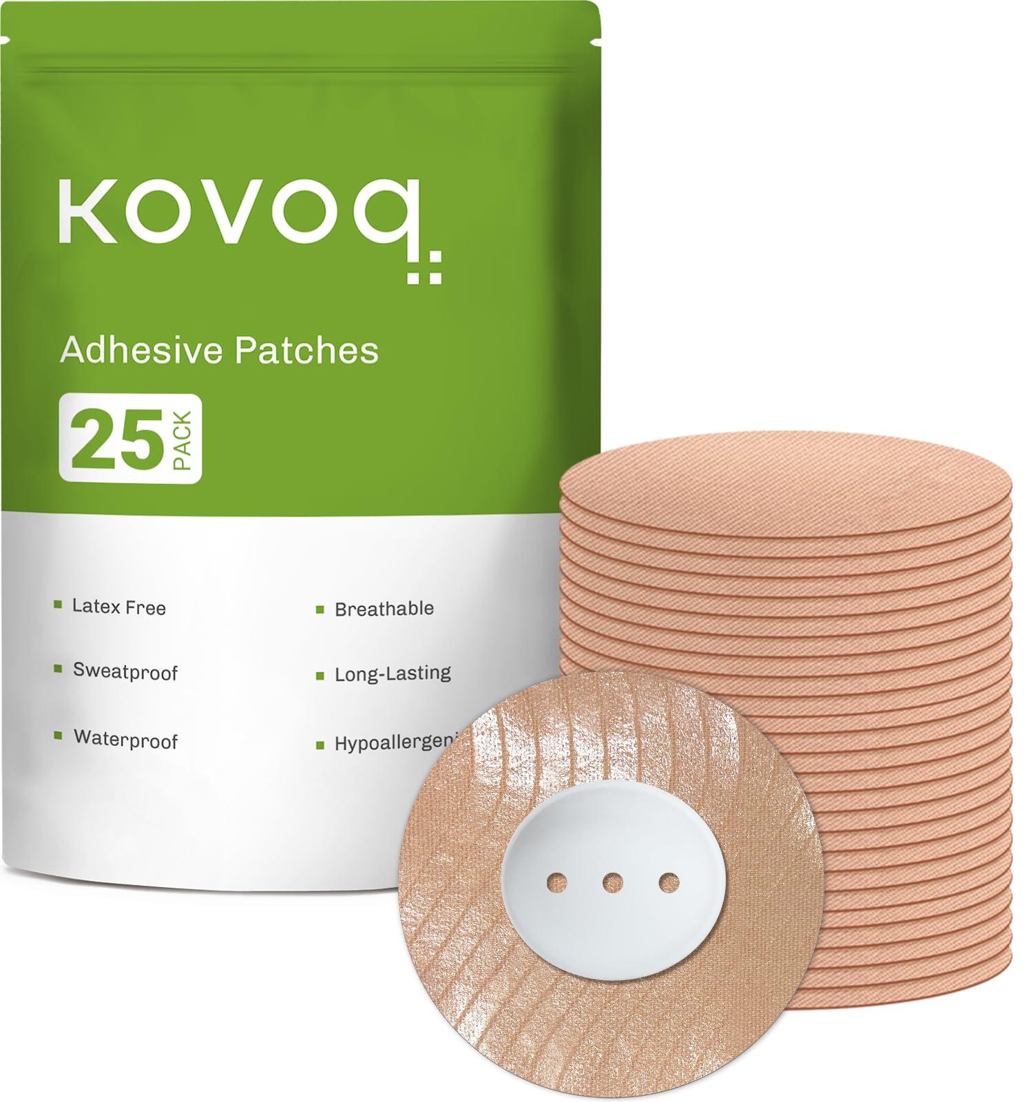 KOVOQ KOVOQ - Dexcom G7 Over Patches - Waterproof 25-Pack Dexcom Stelo & G7 Over Patches with Reusable Hardshell Cover, Latex-Free, Hypoallergenic, Long-Lasting, Breathable (TAN)