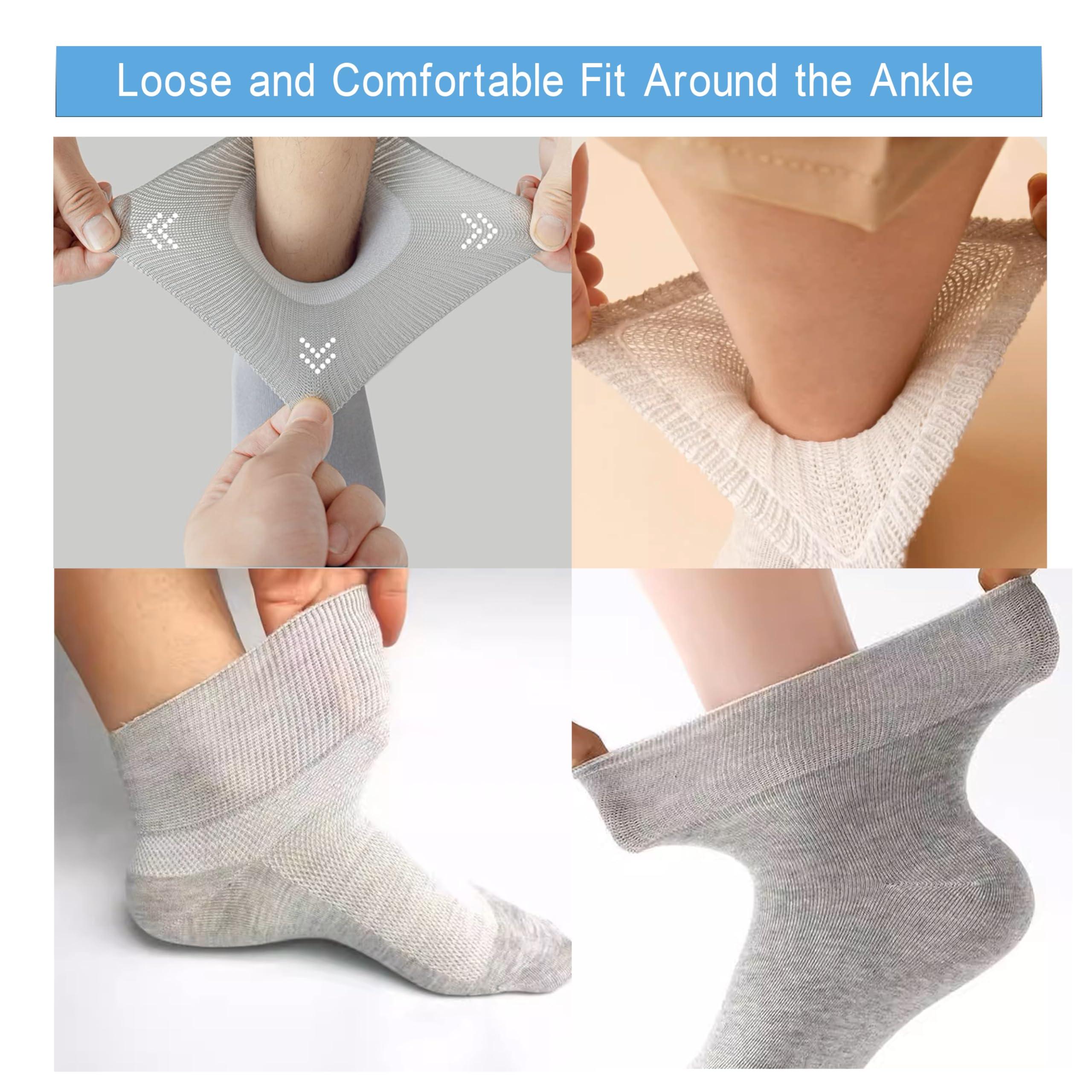 Forcool Forcool Merino Wool Crew Diabetic Men Women Non Binding Wide Loose Top Cushioned Sole Diabetic Dress Socks, Large 3 Pairs Dark Gray