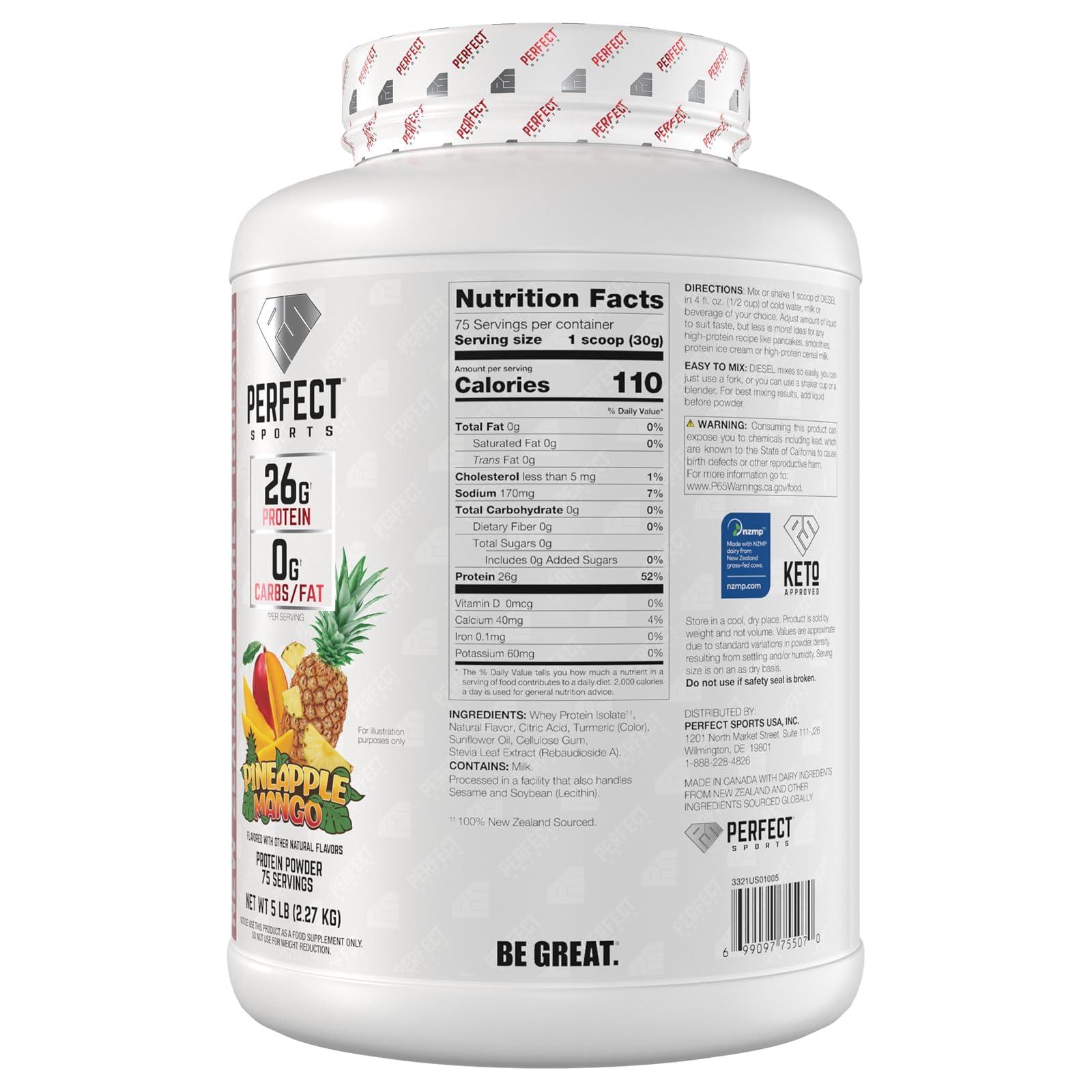PERFECT SPORTS PERFECT SPORTS Diesel 100% New Zealand Whey Isolate - 5lbs Pineapple Mango