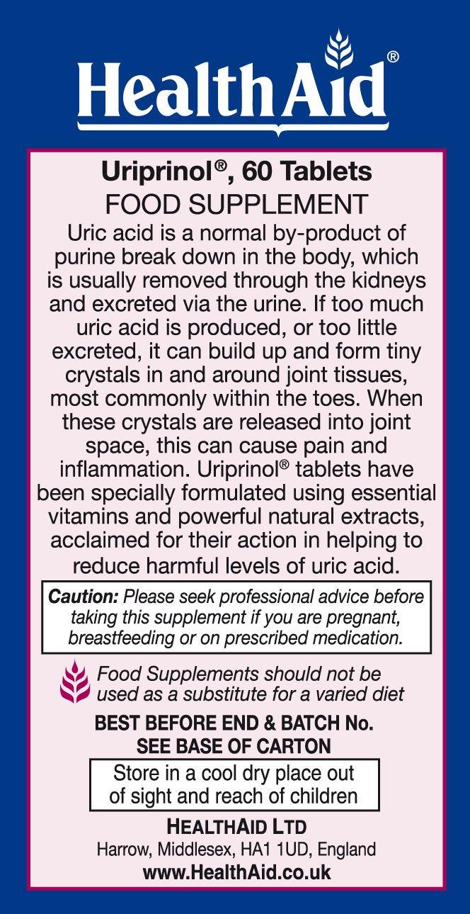 HealthAid HealthAid Uriprinol, Uric Acid Cleanse, 60ct, Twice Daily, Montmorency Cherry Complex with Celery Seed, Turmeric and Banaba Leaf, Vegan