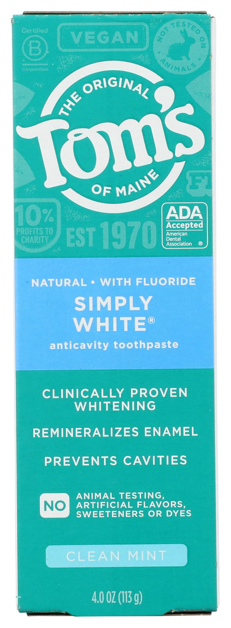 Tom\'s of Maine Toms of Maine Simply White Clean Mint AC Toothpaste, 4 OZ