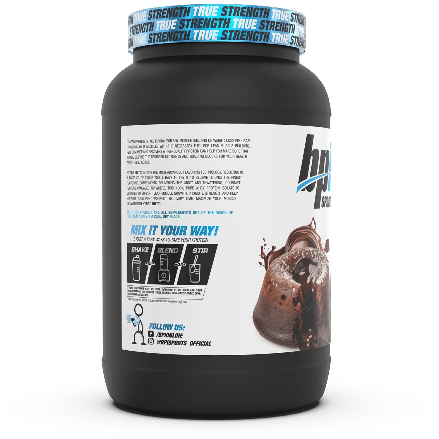 BPI Sports BPI Sports Hydro HD - 100% Hydrolyzed Whey Protein Powder - Muscle Growth, Recovery, 25g of Protein, Low Carb, Low Sugar, Fast Absorbing (23 Servings, Chocolate Lava Cake)