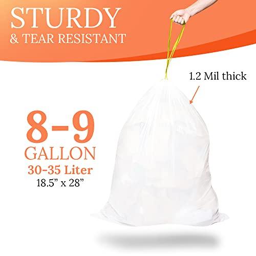 Delight Bags CODE H (100 Count), Compatible with Simplehuman Code H, White, Drawstring Trash Bags