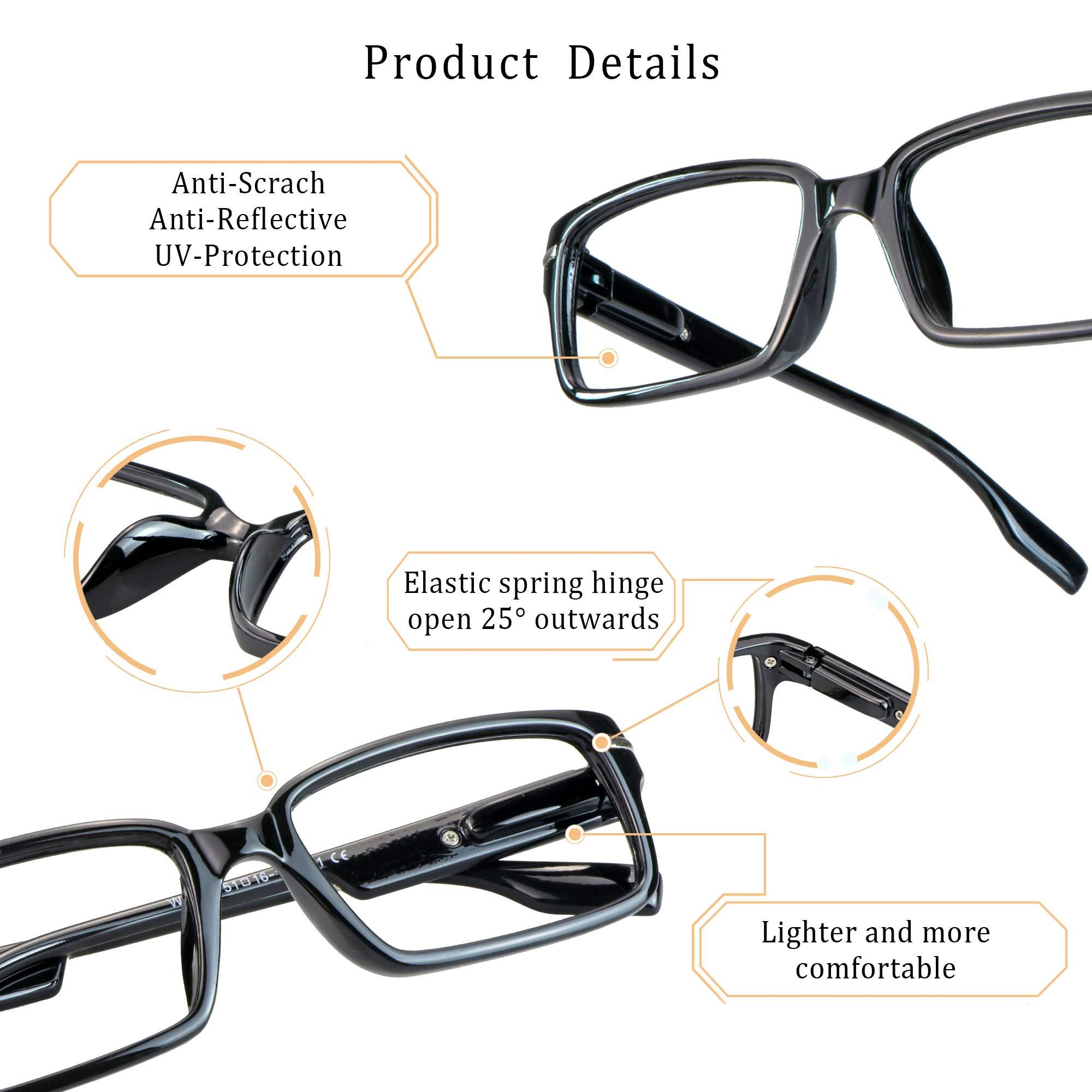 VisionGlobal VisionGlobal 4 Pairs Reading Glasses, Blue Light Blocking Glasses, Computer Reading Glasses for Men(Colors, 3.50 Magnification)