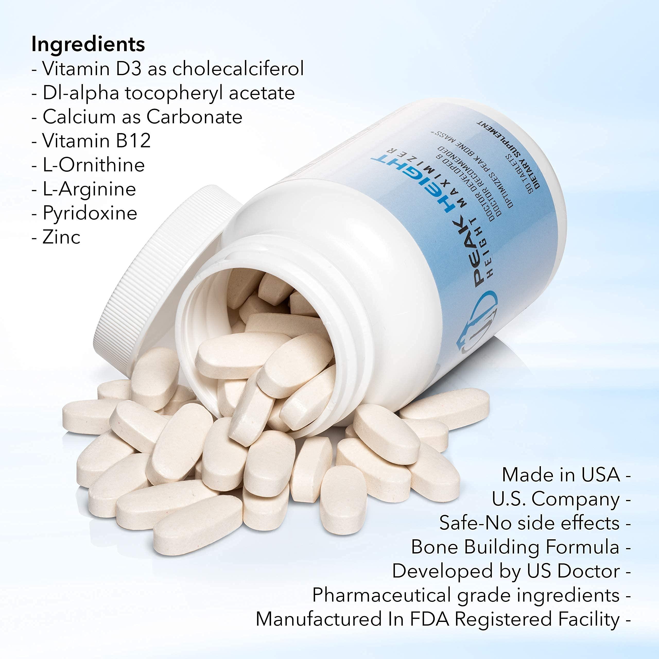 Peak Height 1 Grow Taller Height Pill Supplement-Peak Height 6 Month Supply-Height Supplement-Doctor Recommended, 90 tablets( pack of 6)