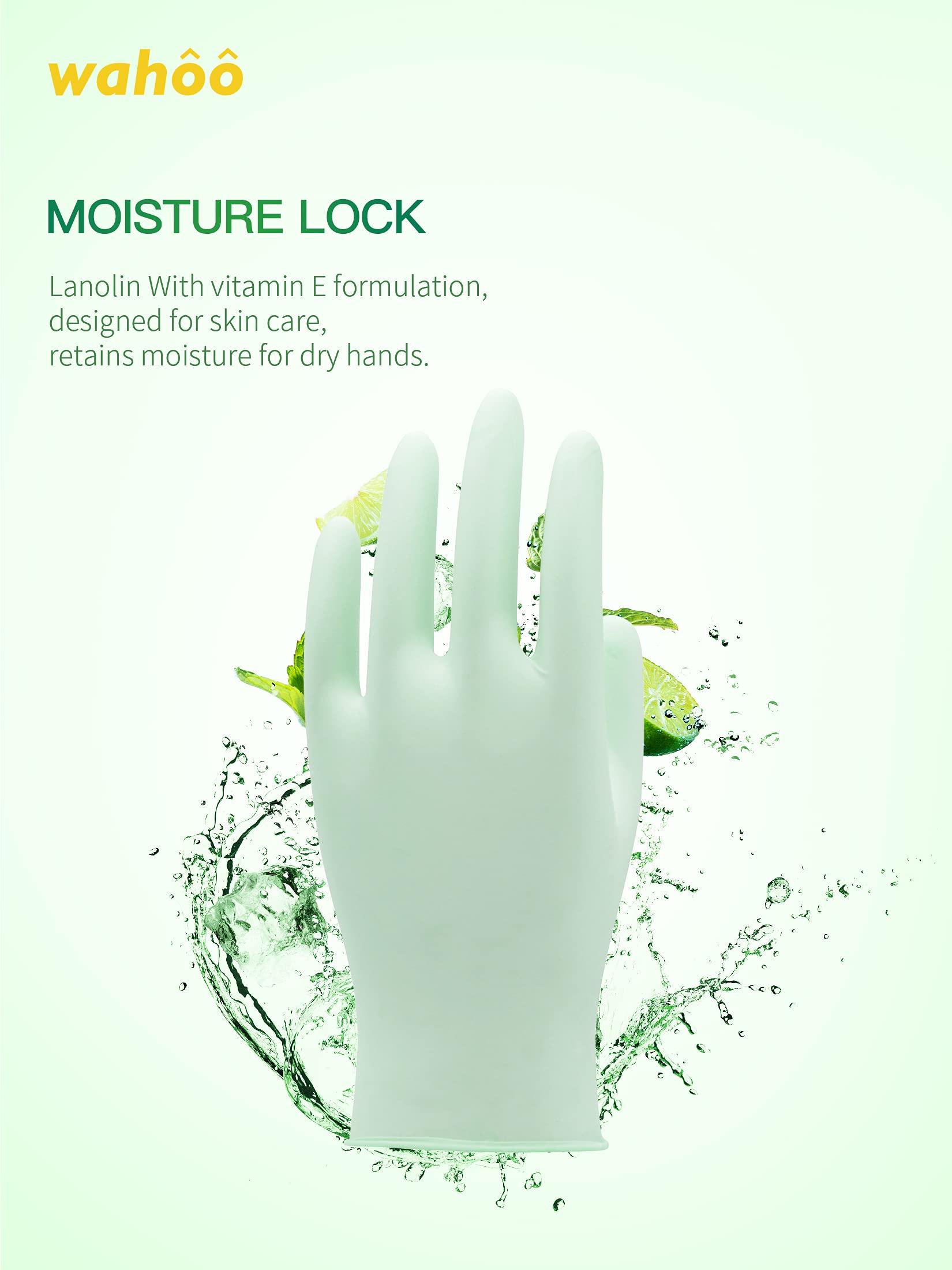 LANON Protection LANON 5 mil Vitamin-E Coated Latex Disposable Gloves, Food-Contact Grade, Fully Textured, Green, Large