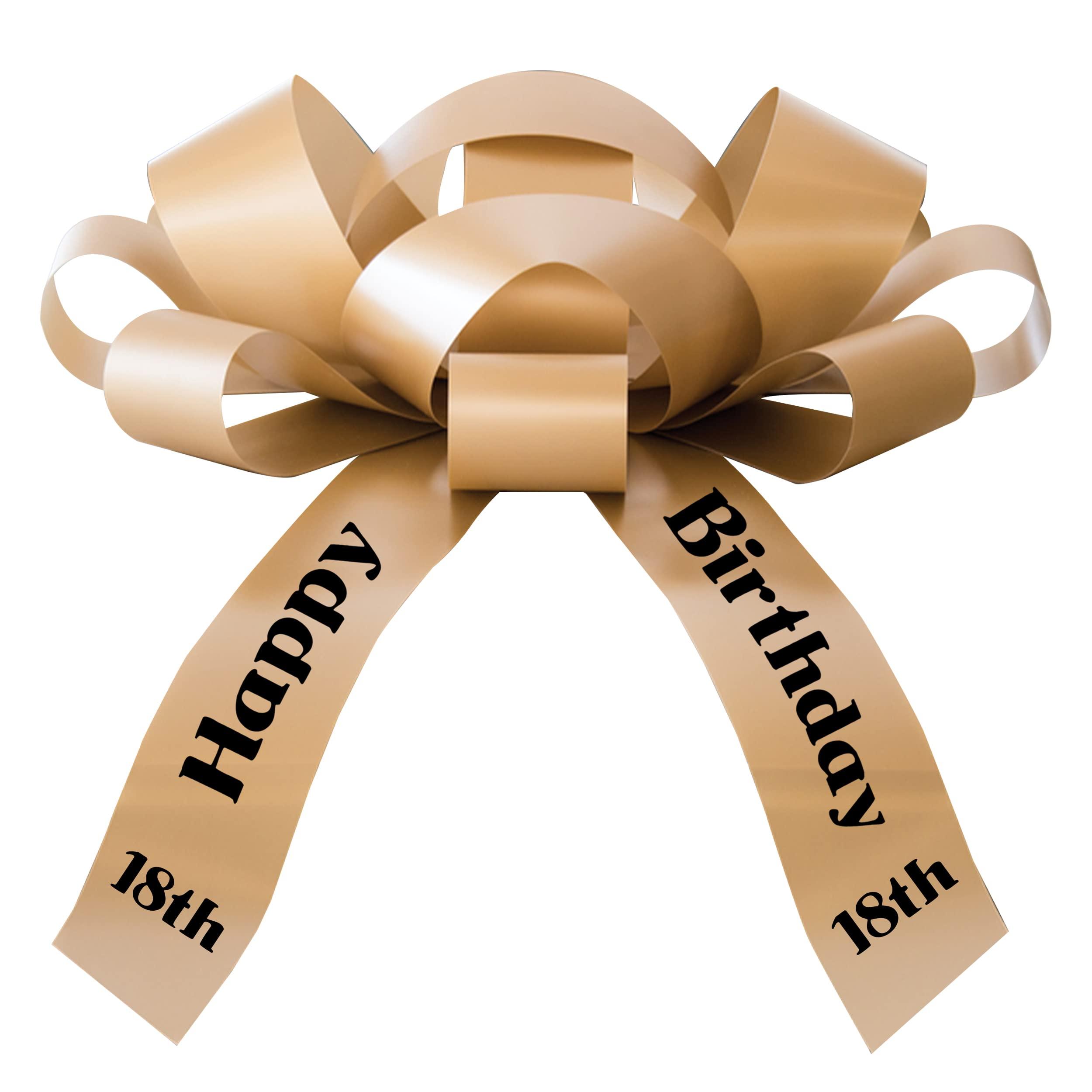 CarBowz Big Car Bow with Happy 18th Birthday Message, Celebrate Eighteen Giant Gift Bow Arrives Fully Assembled