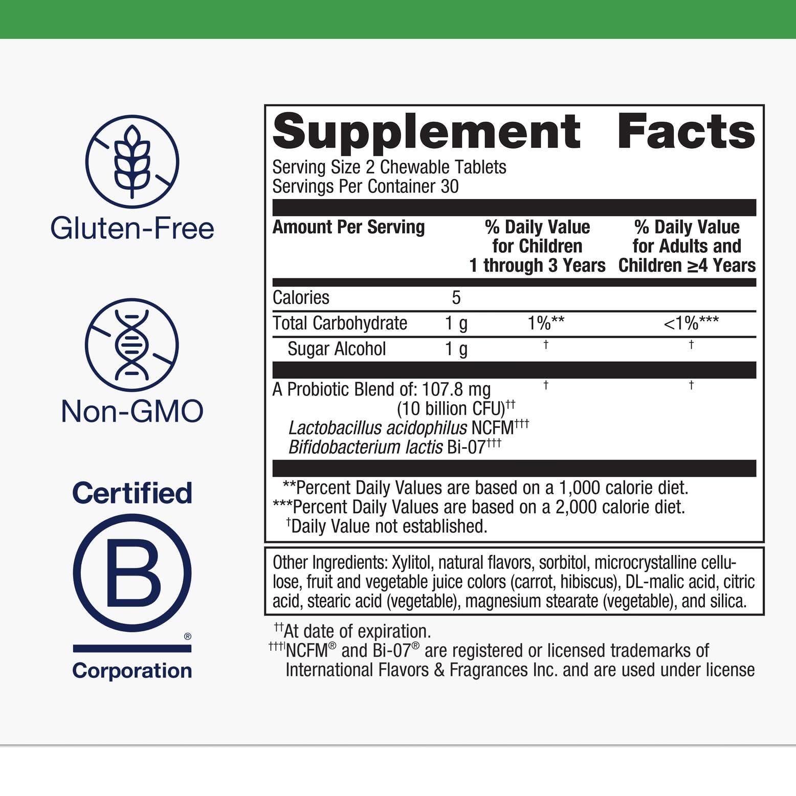 Metagenics Metagenics MetaKids Probiotic - 10 Billion CFU - Children\'s Probiotic Blend - Digestive Health & Immune Health* - for Ages 3 & Up - 60 Tablets