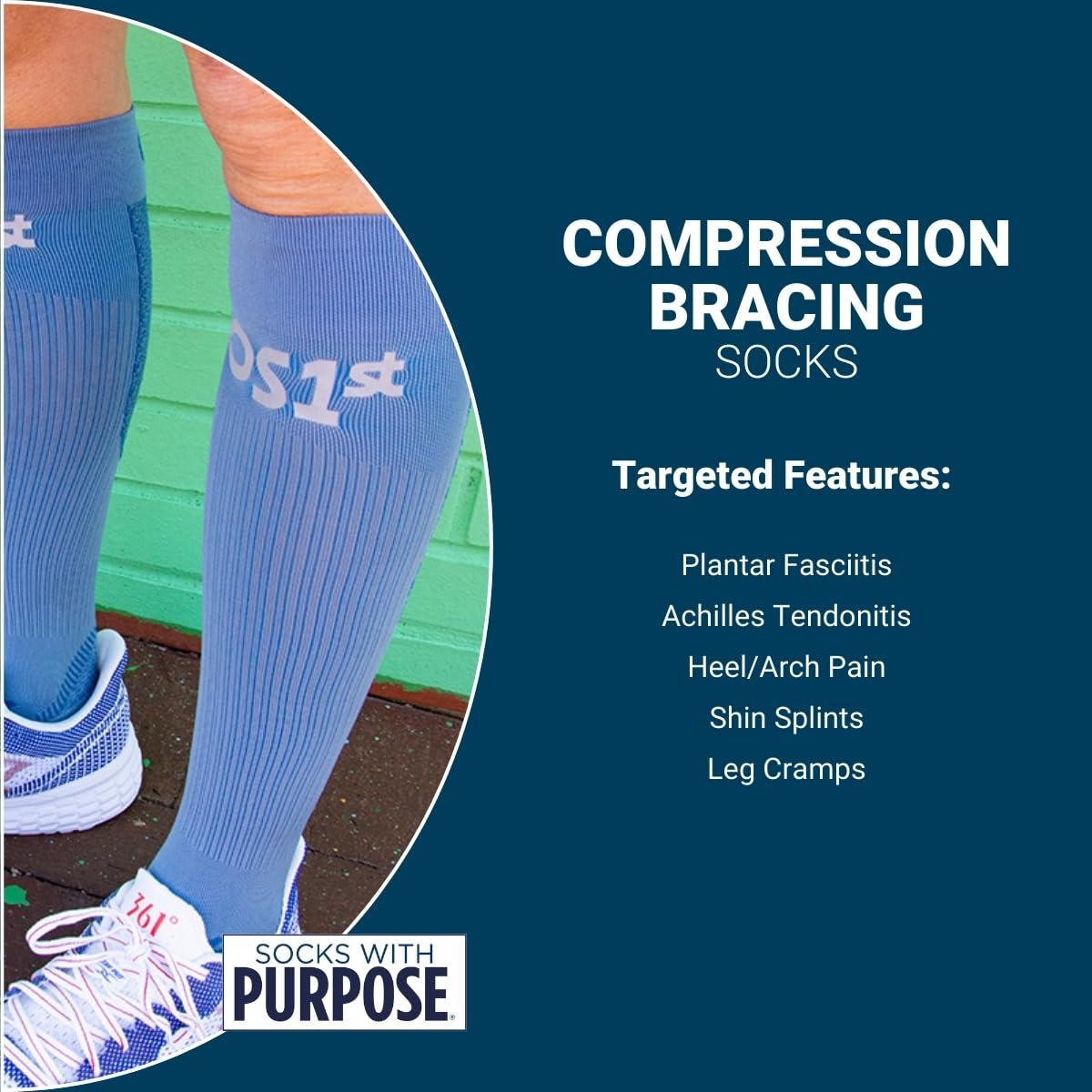 OS1st OS1st FS4 Compression Bracing Plantar Fasciitis Socks relives heel pain, improves circulation and overal foot health (US, Alpha, Large, Regular, Regular, Steel Blue)