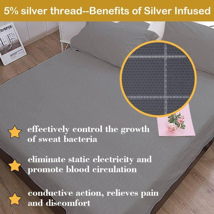 VAJOOCLL Grounding Sheet- 5% Silver Fiber with Grounding Cord, Grounding Sheets for Better Sleep and Native Health (35x90Inch).
