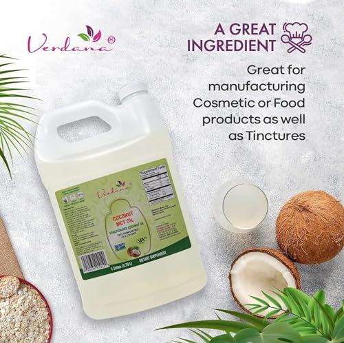 Verdana Verdana MCT Oil, Fractionated, 100% from Coconut - 1 Gallon - Kosher Food Grade, Vegan, Non-GMO - Great for Keto and Paleo Diet, Oil Pulling Oral Rinse Mouthwash (128 Fl Oz)