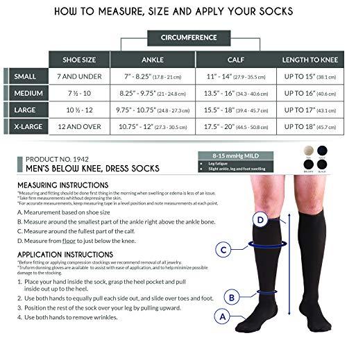 Truform Truform Compression Socks, 8-15 mmHg, Men's Dress Socks, Knee High Over Calf Length, Tan, Small