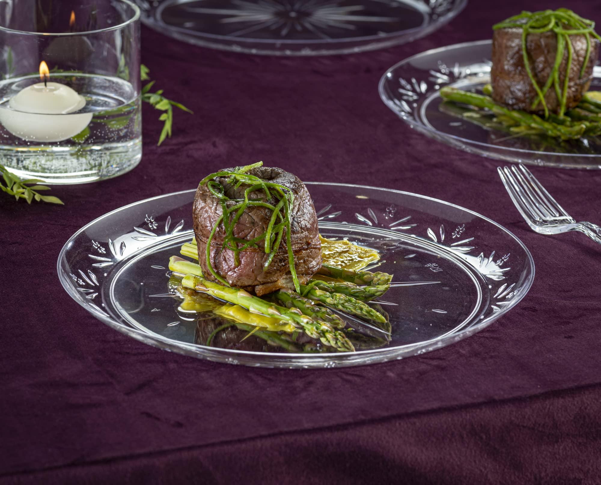 PLASTICPRO PLASTICPRO 10\'\' inch Premium Extra large Heavy Weight Crystal Clear Disposable Plastic Dinnerware Party Plates or Platter Pack of 40