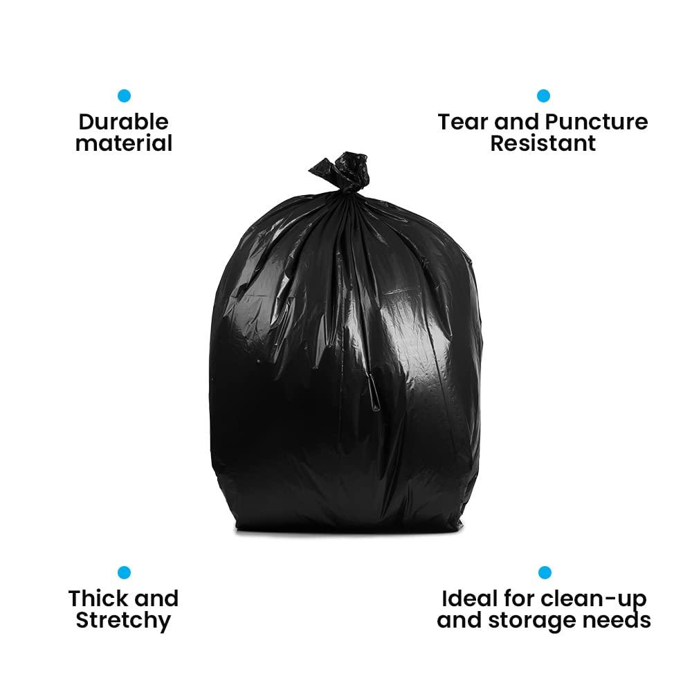 PlasticMill PlasticMill Contractor Bags Heavy Duty - Commercial, Industrial Garbage Bags - Black Construction Trash Bags - Outdoor, Garden Trash Bags, 42-Gallon, 4 Mil, 33\"x48\" (50-Count)