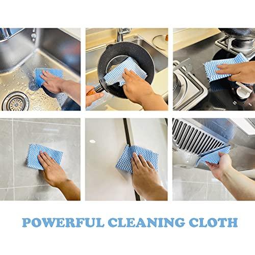 Peachicha Peachicha Disposable Cleaning Cloth Washing Cloth for Kitchen, Multi-use Dish Towels, Disposable Dish Cloths, Cleaning Rags,100 Count, Blue