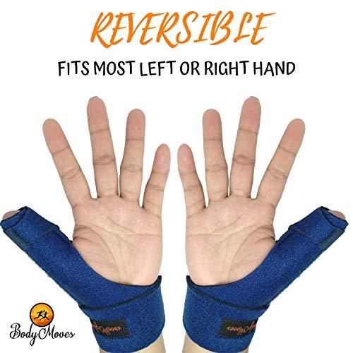 BodyMoves BodyMoves New Thumb Splint Brace Plus Finger Hot and Cold Gel Pack- tenosynovitis, Tendonitis, Trigger Thumb spica,Carpal Tunnel, CMC Adjustable wrist and Reversible Left Right Hand (Midnight Black)