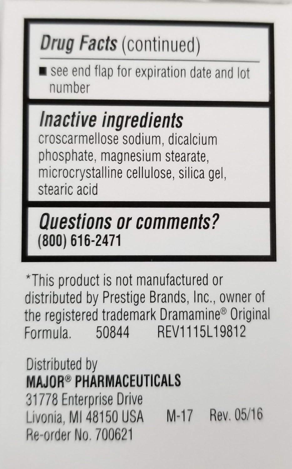 MAJOR Driminate Generic for Dramamine Motion Sickness 50 mg Anti Nausea 100 count