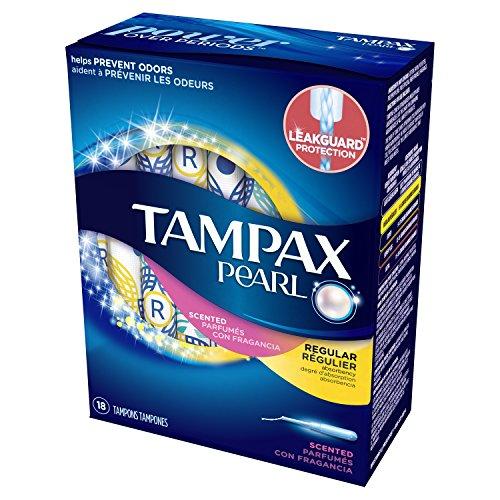 Tampax Tampax Pearl Tampons with Plastic Applicator, Regular Absorbency, Scented, 18 Count (Pack of 1)