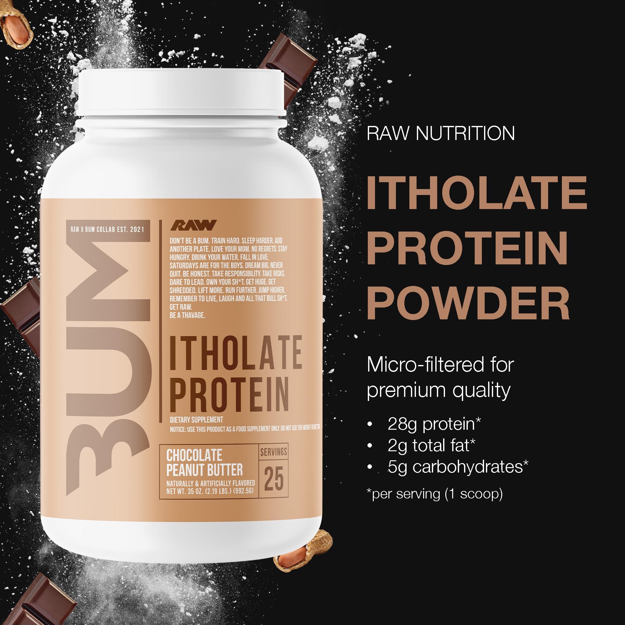 RAW RAW Whey Isolate Protein Powder, Chocolate Peanut Butter (CBUM Itholate) - 100% Grass-Fed Sports Nutrition Powder for Muscle Growth & Recovery - Low-Fat, Low Carb, Naturally Flavored - 25 Servings