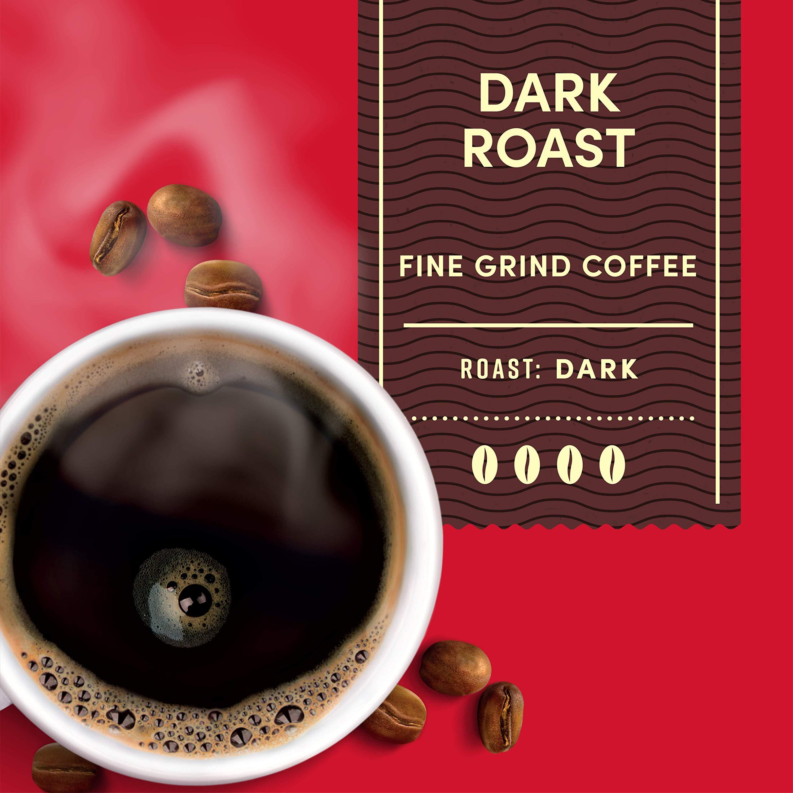 Tim Hortons Tim Hortons Dark Roast, Rich Ground Coffee, Perfectly Balanced, Always Smooth, Made with 100% Arabica Beans, 72 Ounce, 12 Oz (Pack of 6), Red