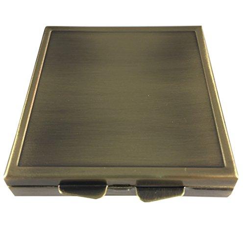 Pill Buddy Classic Brass Daily Pocket Travel Sized Pill Box Case with Divider (Square-4 Section)