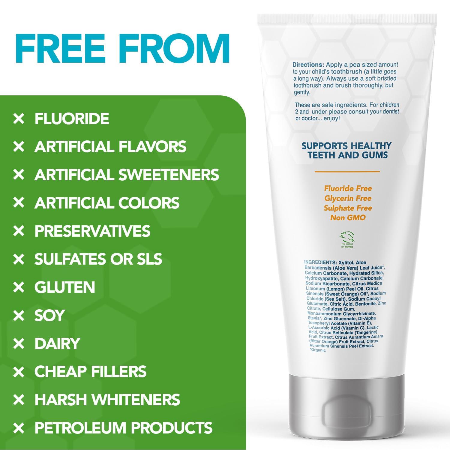 Great Oral Health Kids Toothpaste Fluoride Free: Dentist Recommended Non Toxic Nano Hydroxyapatite Toothpaste for Kids Remineralizing Toothpaste, Safe Children Toddler Toothpaste + Xylitol for Cavity Protection, Gums