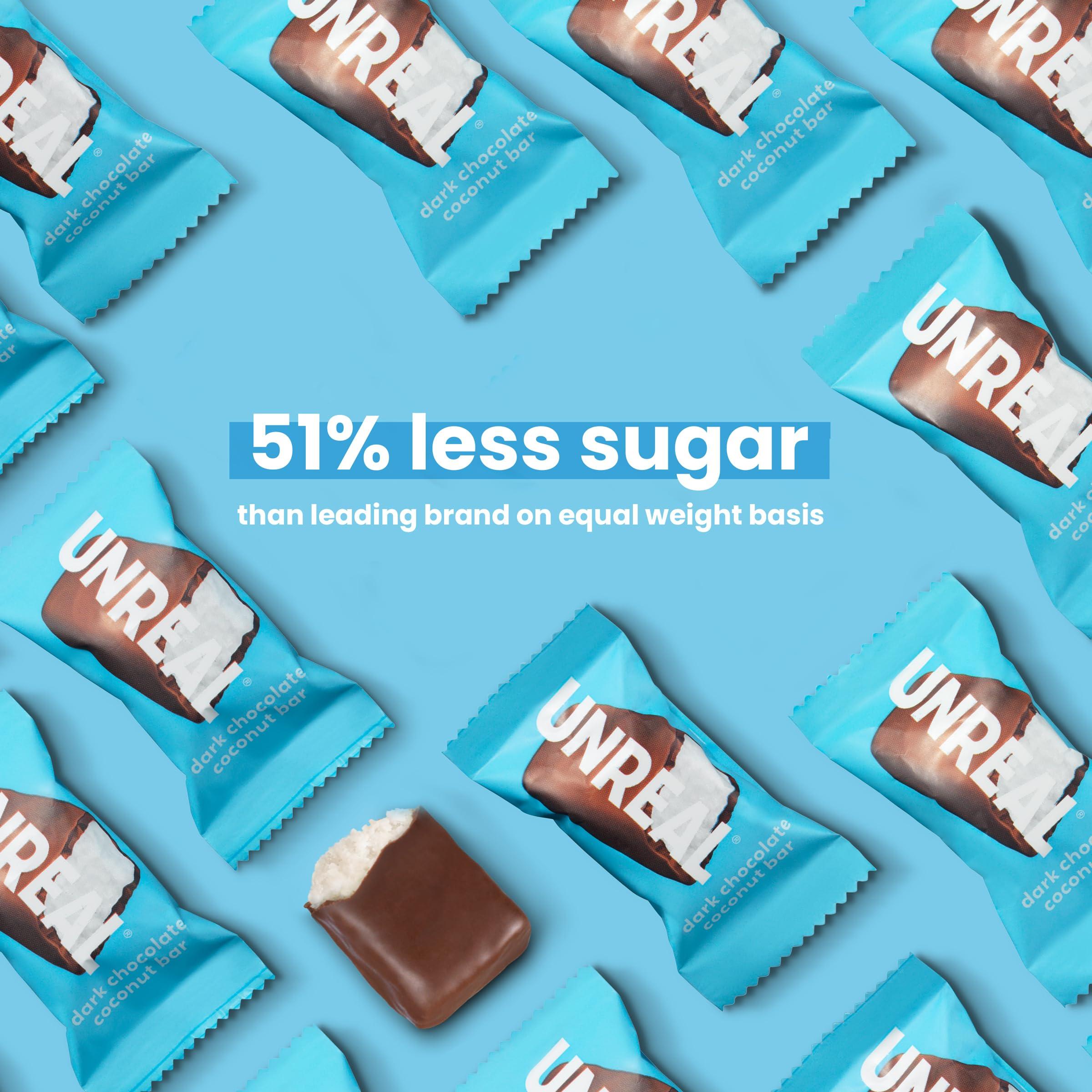 UNREAL UNREAL Dark Chocolate Coconut Bars (3 Caddies) | Vegan, 3g Sugar, & 3 Simple Ingredients | Non-GMO, Gluten Free, & Fair Trade | 40 Cups per Caddy
