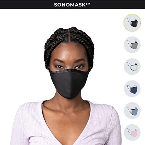SONOVIA SONOVIA Reusable Face Mask with Patented Breathable Fabric Adjustable Ear Straps (Small (Pack of 3), Grey)
