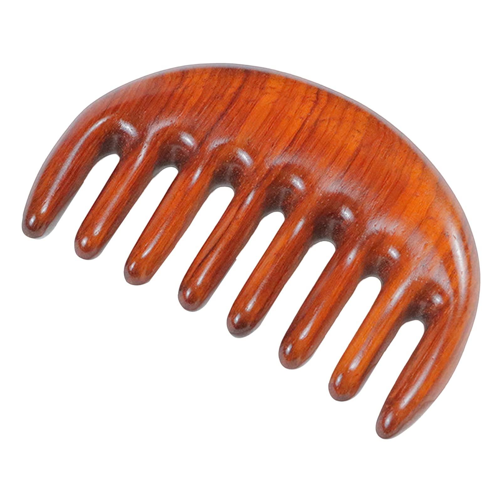 leasote Natural Sandalwood Wood Massage Hair Comb, 5/8 Teeth Meridian Head Scalp Massage Comb Anti-static, Body Massager for Men and Women I
