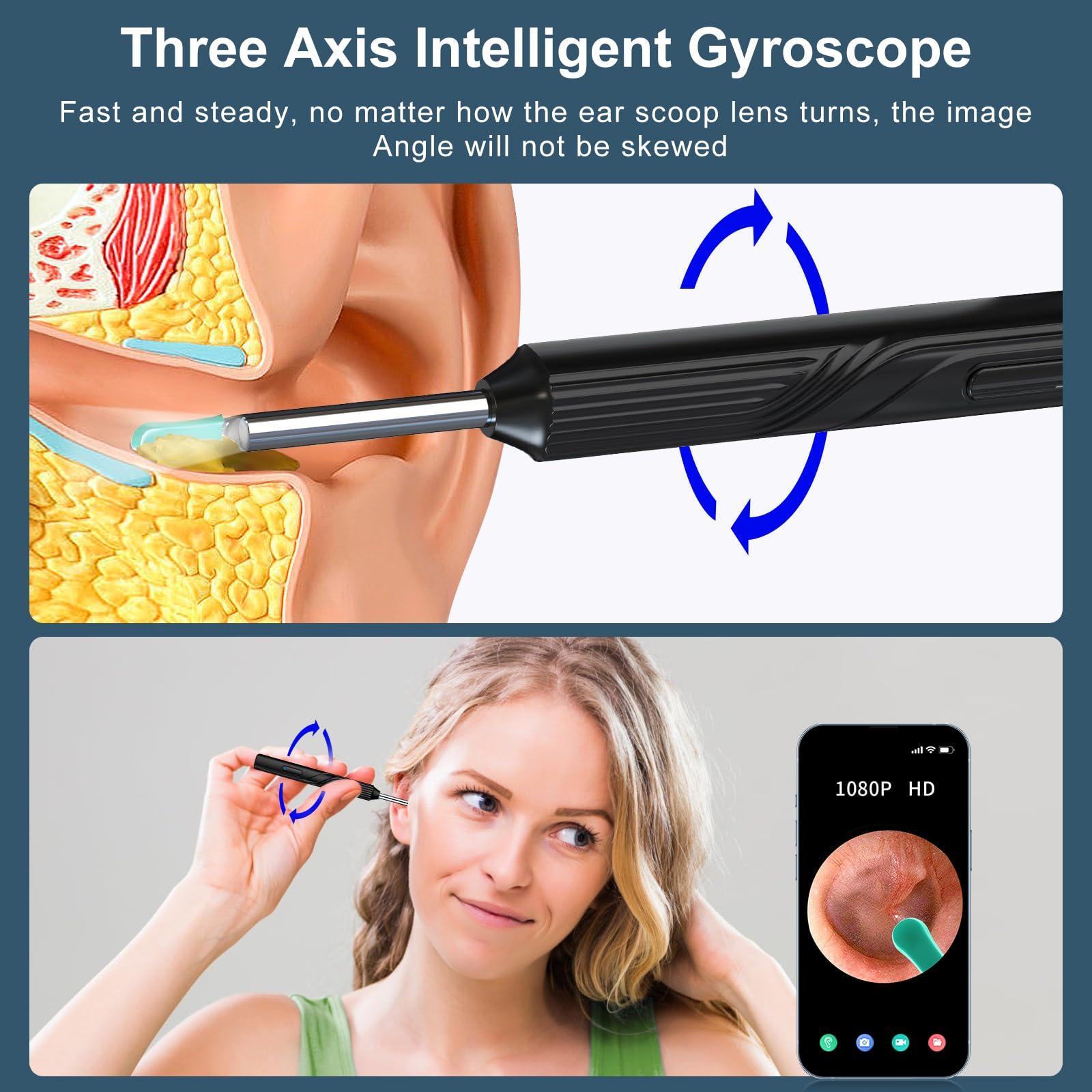 Mapleboom Pro Ear Wax Removal,Soft Silicone Ear Scoop for Ear Cleaning, Ear Cleaner with 1080P HD Otoscope Camera and Light Plus 6Pcs Ear Set for All iPhone and Android Phones.