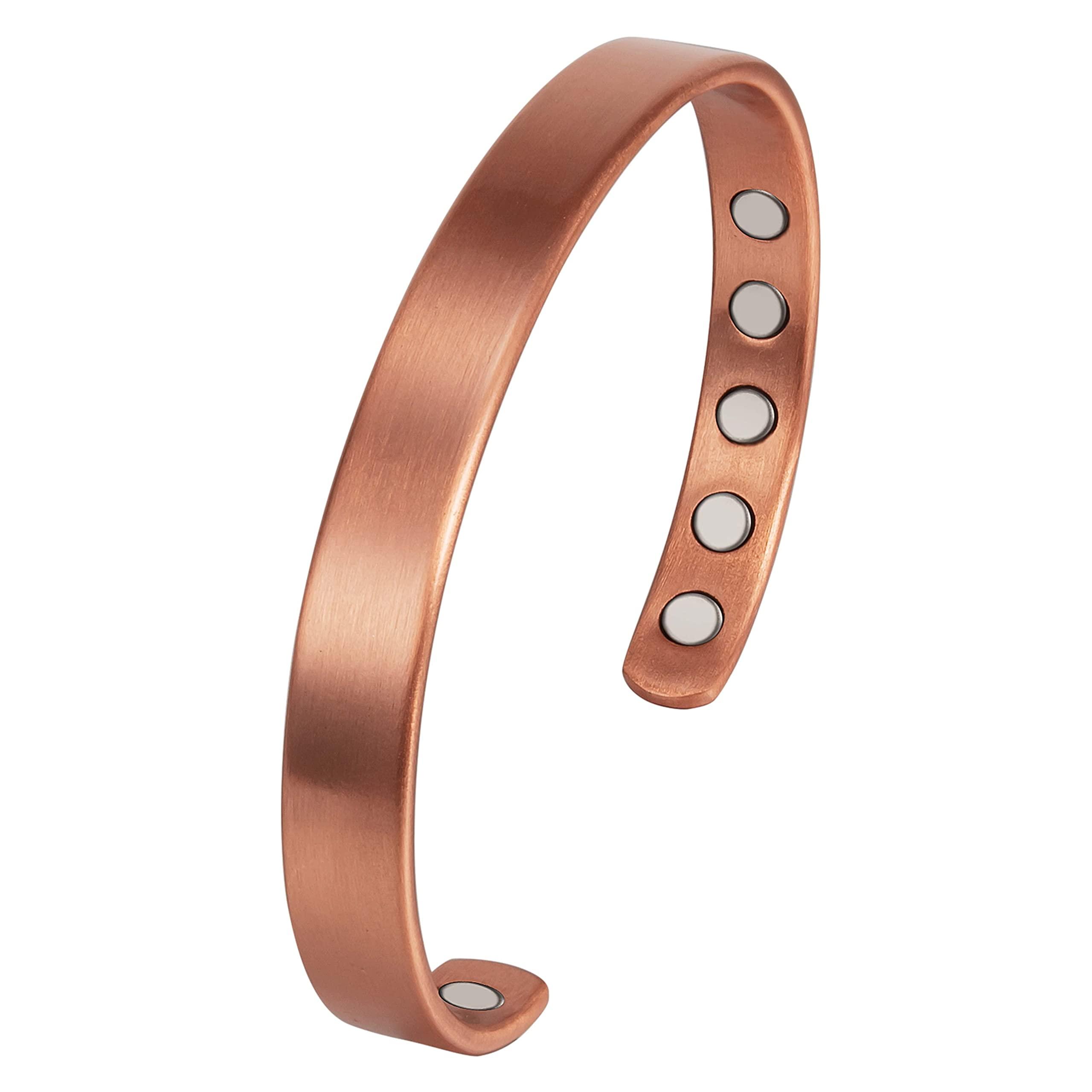 MagnetRX MagnetRX Magnetic Copper Bracelet Cuff Elegant Pure Copper Bangle Unisex Magnetic Copper Bracelets for Men & Women (Medium)