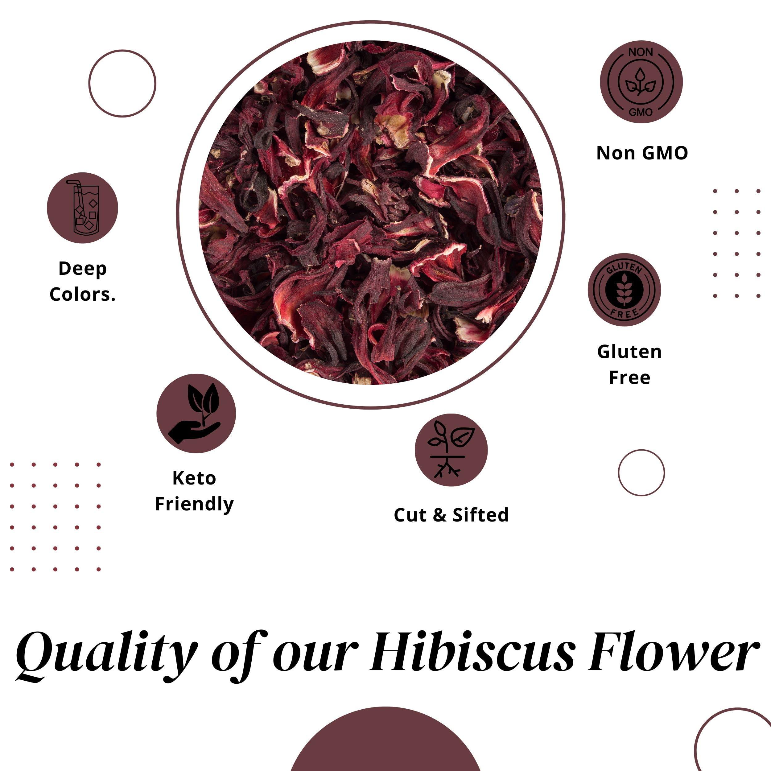 ZAVBE ZAVBE Hibiscus Tea 1lbs Dried Hibiscus Flower Perfect for Hibiscus Tea loose leaf, Flor de Jamaica, Cut and Sifted Packaged in Resealable Bag Hot & Iced Tea, Whole Flowers and Petals. (16, Ounces)