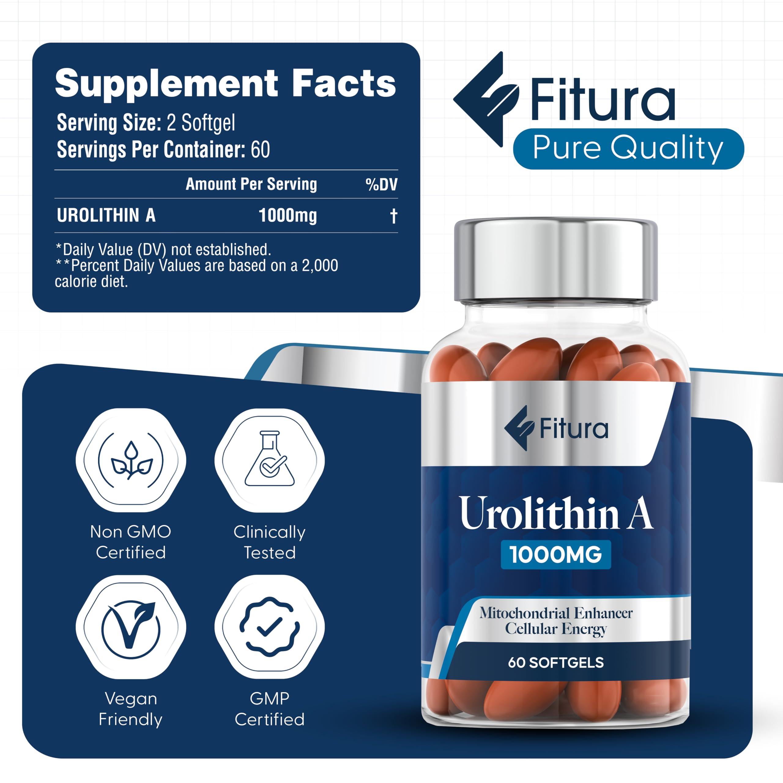 Fitura Fitura Anti-Aging Urolithin A - Scientifically Proven for Muscle Strength & Cellular Energy - Improve Mitochondrial Health, Boosts Cellular Function, Optimize Mitopure for Healthy Aging - 60 Capsules