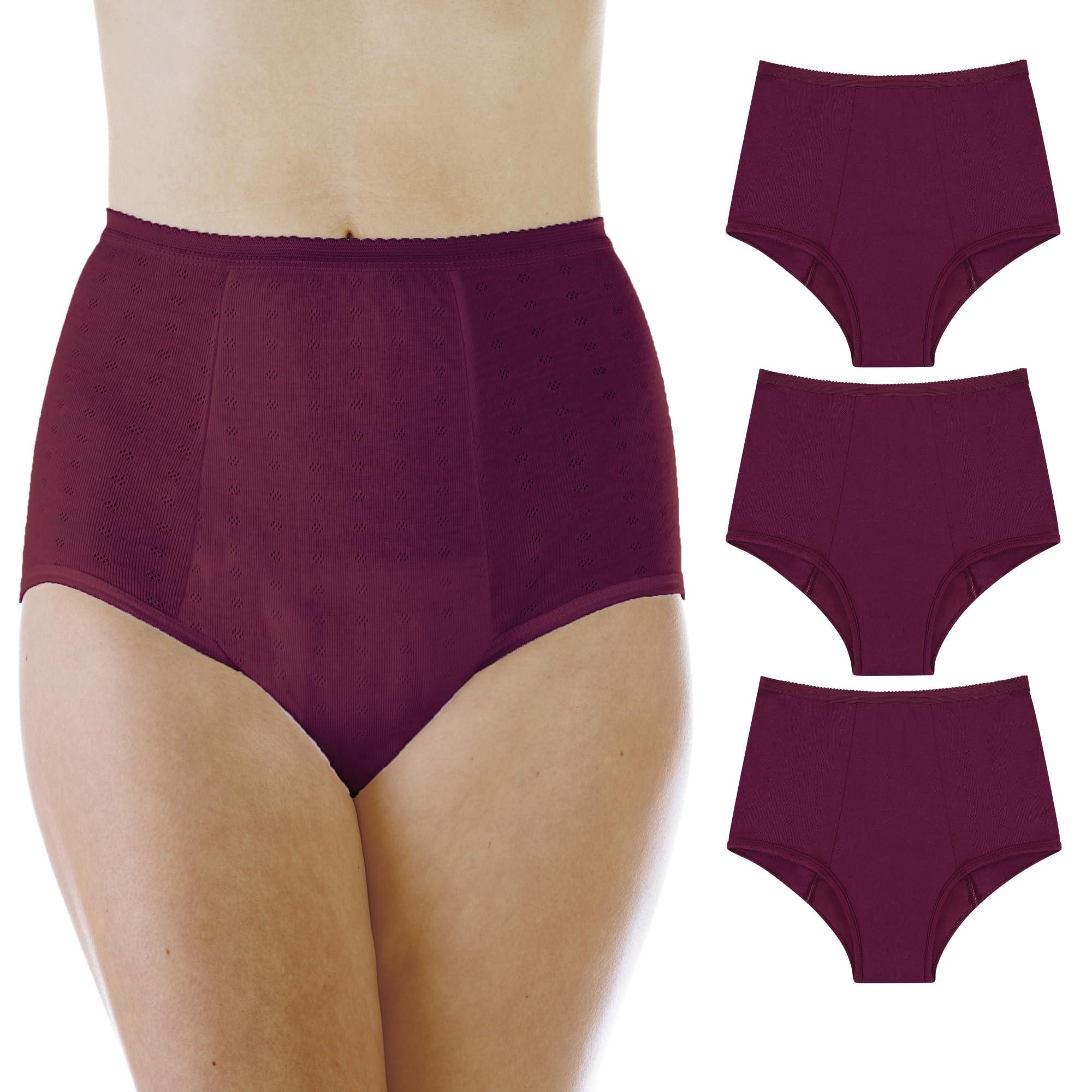 Wearever Wearever Women's Incontinence Underwear for Bladder Control with Super Absorbency - Reusable & Washable Leak Proof Underwear for Women - (Pack of 3) (Plum) (M) (Fits Hip: 38-40)