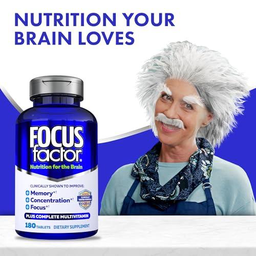 Focus Factor Focus Factor Brain Supplement Multivitamin Improve Memory and Clarity Boost Concentration Neuro Energy Learning Reasoning for Men and Women 180 Tablets