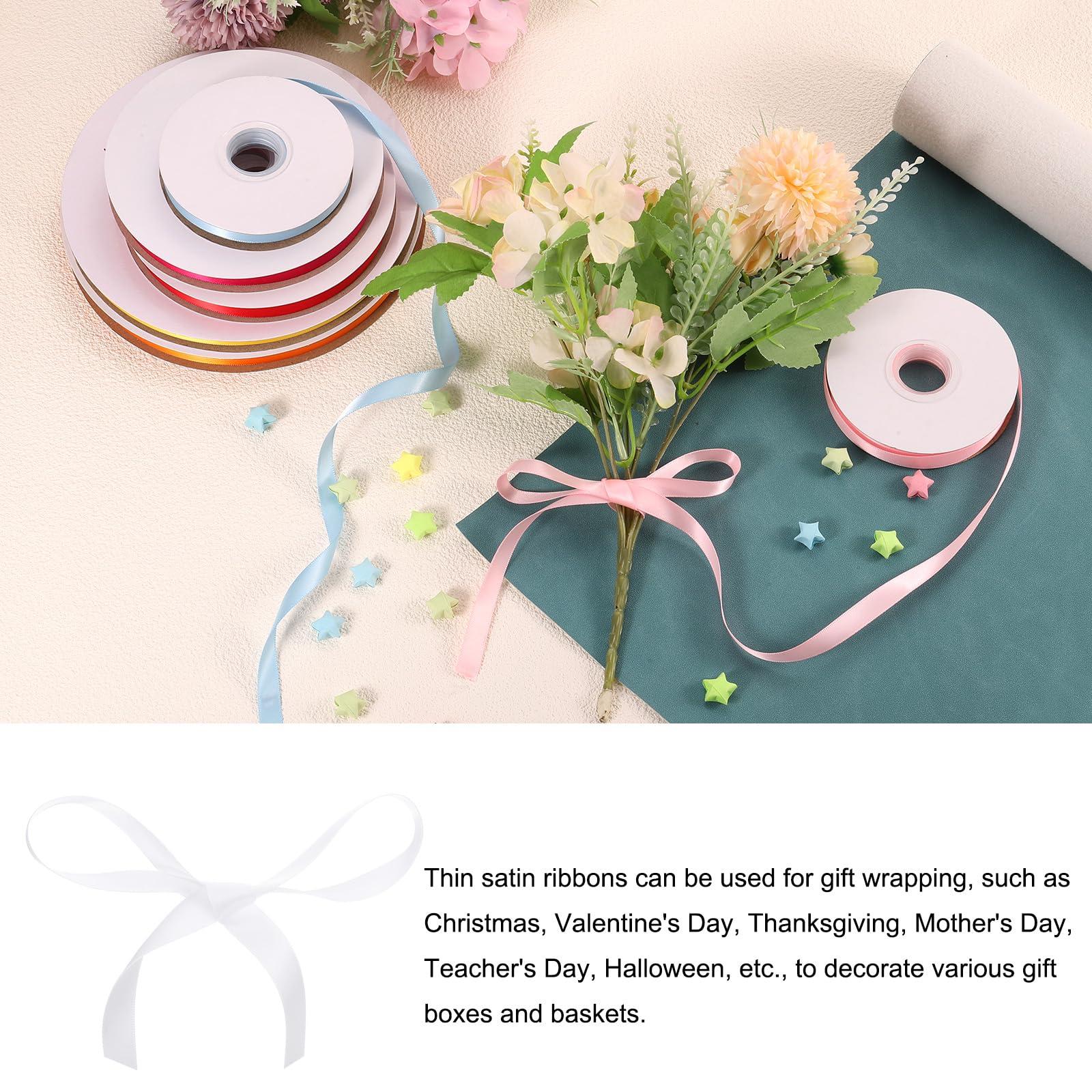 Rebower Rebower 1/4 Inch 25 Yard Satin Ribbon Thick Double Face Grosgrain Silk Ribbon, [for Gift Wrapping, Hair Bows, Wedding, Cake, Flower] - White
