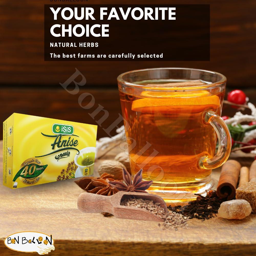 Herbal Isis Anise Herbal Tea Natural Egyptian Herbals Herbs Herb Tea Flower Anis No Artificial Flavors No Artificial Coloring No Preservatives No Additives Non Gmo Kosher Halal (1 Pack = 50 Tea Bags)