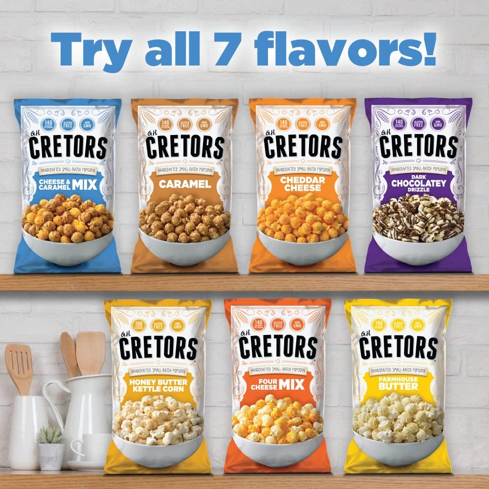 Popcorn Indiana G.H. Cretors, Caramel Flavor Popcorn (6 Pack - 8.0 Oz Each) + G.H. Cretors, The Mix, Cheese & Caramel Flavor Popcorn (6 Pack - 7.5 Oz Each)