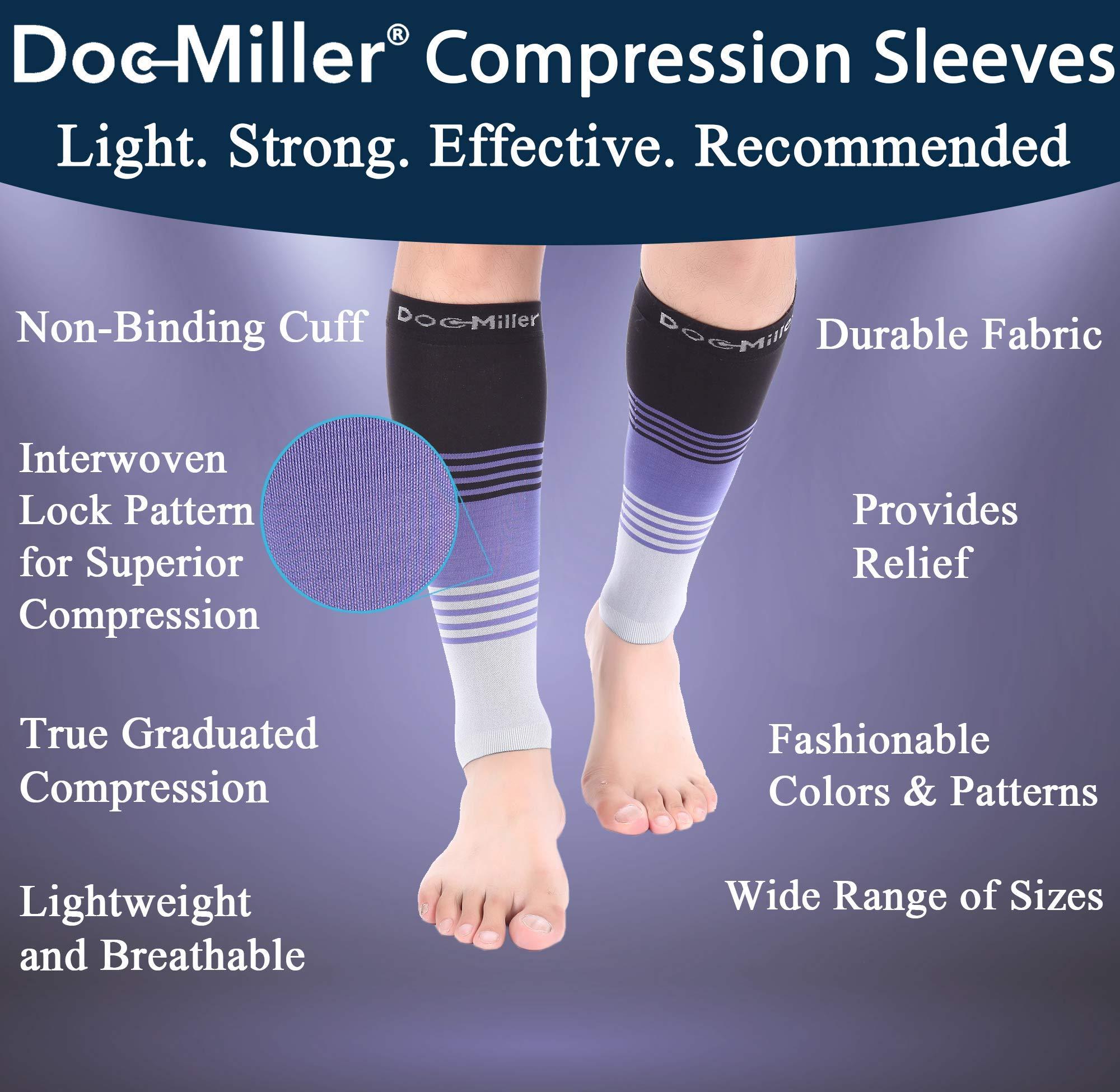 Doc Miller Doc Miller Compression Calf Sleeve for Men & Women, Medical Grade, 20-30mmHg Graduated Support for Running, Calf Tear, Shin Splints, Knee High, Calf Sleeves, Stripes Design, Extra Large Size,1 Pair