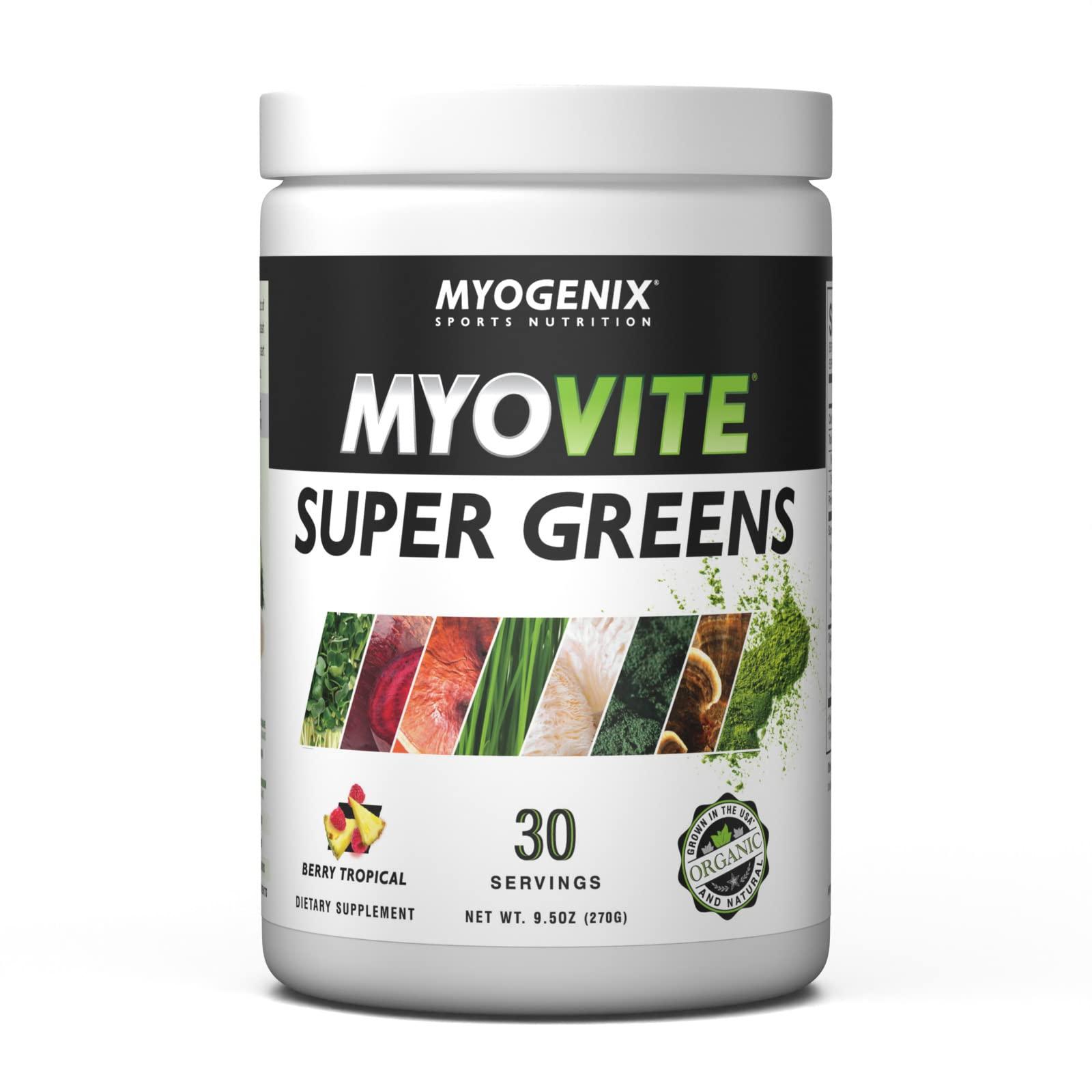 Myogenix Myogenix MyoVite Super Greens Supplement Powder - Super Greens Powder for Men and Women, Daily Vitamin Supplement for Optimum Nutrition, Grown in USA - Organic Supplements, 30 Servings