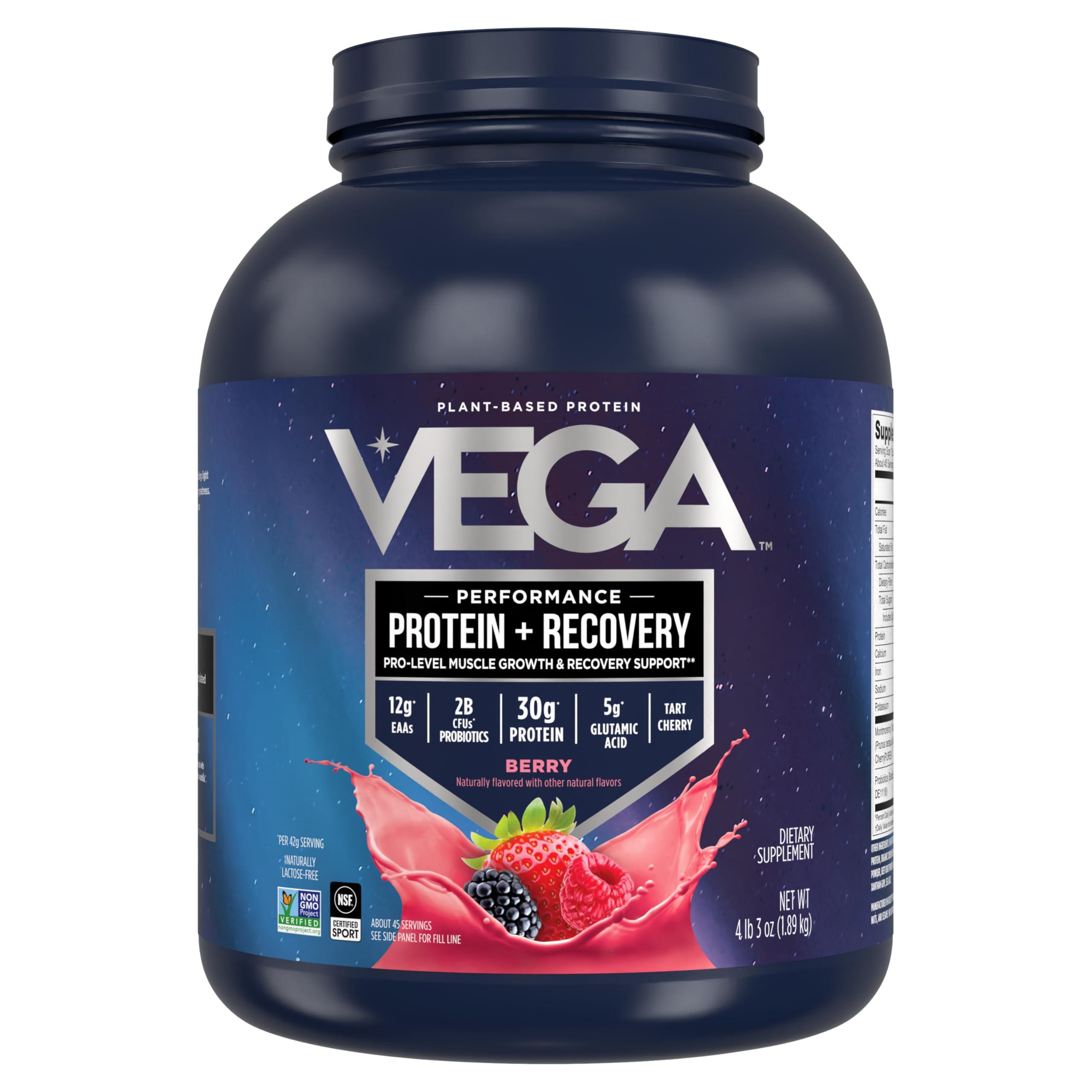 Vega Vega Premium Sport Protein Berry Protein Powder, Vegan, Non GMO, Gluten Free Plant Based Protein Powder Drink Mix, NSF Certified for Sport, 4lb 3 oz