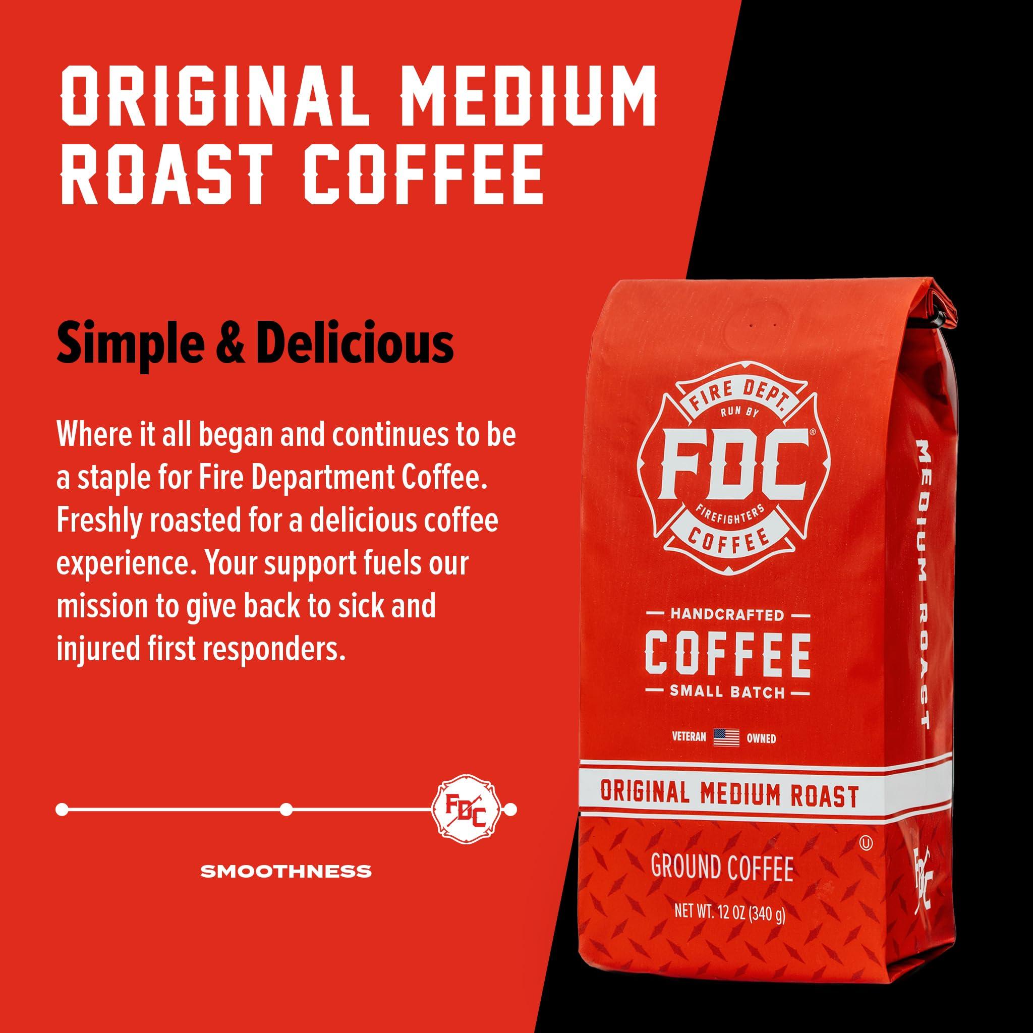 Fire Department Coffee Fire Department Coffee - Gives Back to Firefighters - Balanced & Smooth Original Medium Roast Ground Coffee - Roasted in the USA - Veteran Owned -12 oz