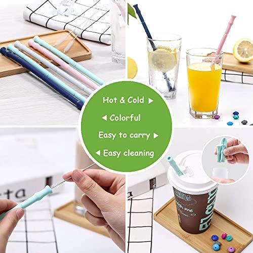 Grozon 50PCS Custom Bulk Silicone Straws Personalized Flexible Rubber Straws Customized Promotional Items with Logo Text